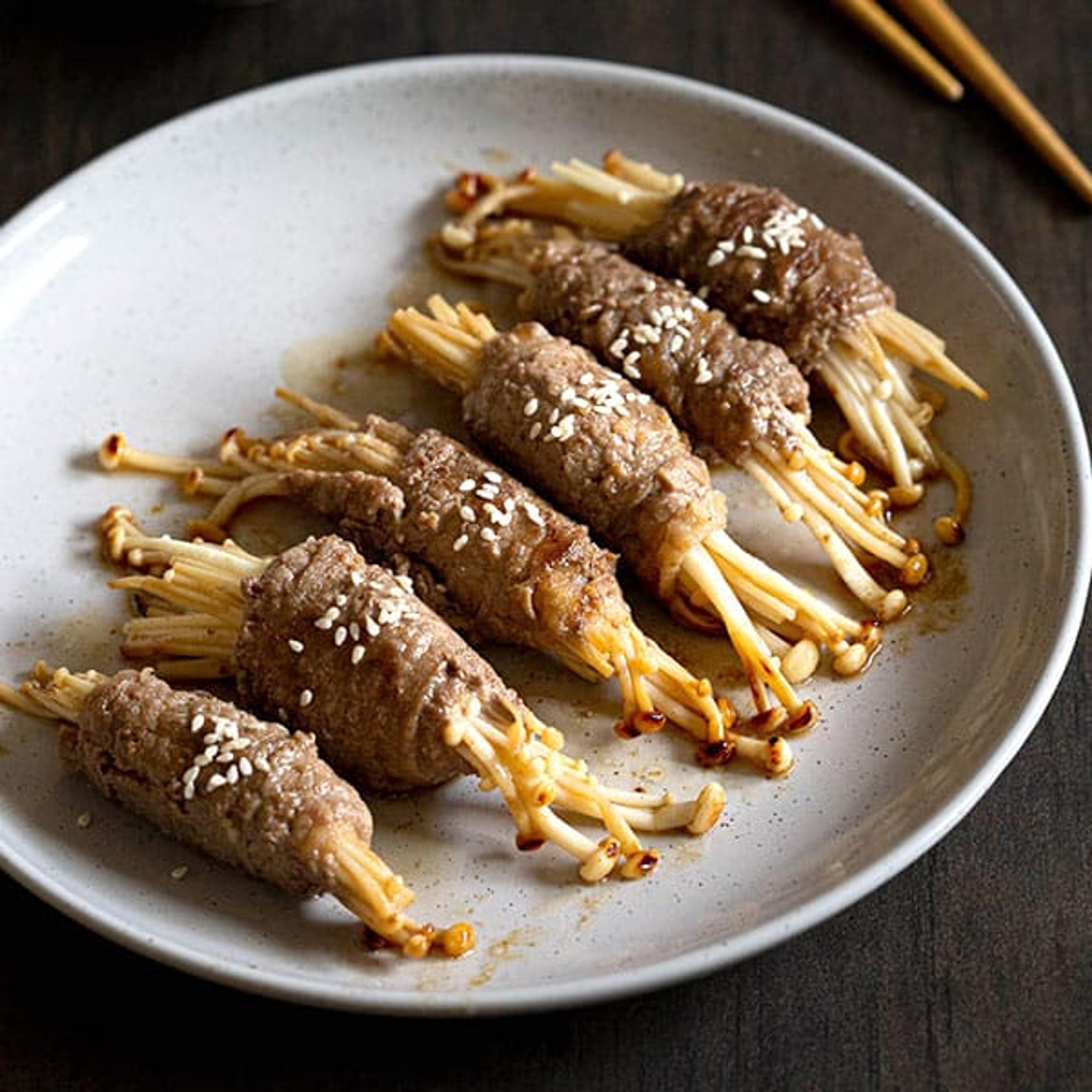 Beef Enoki Rolls w/ Egg