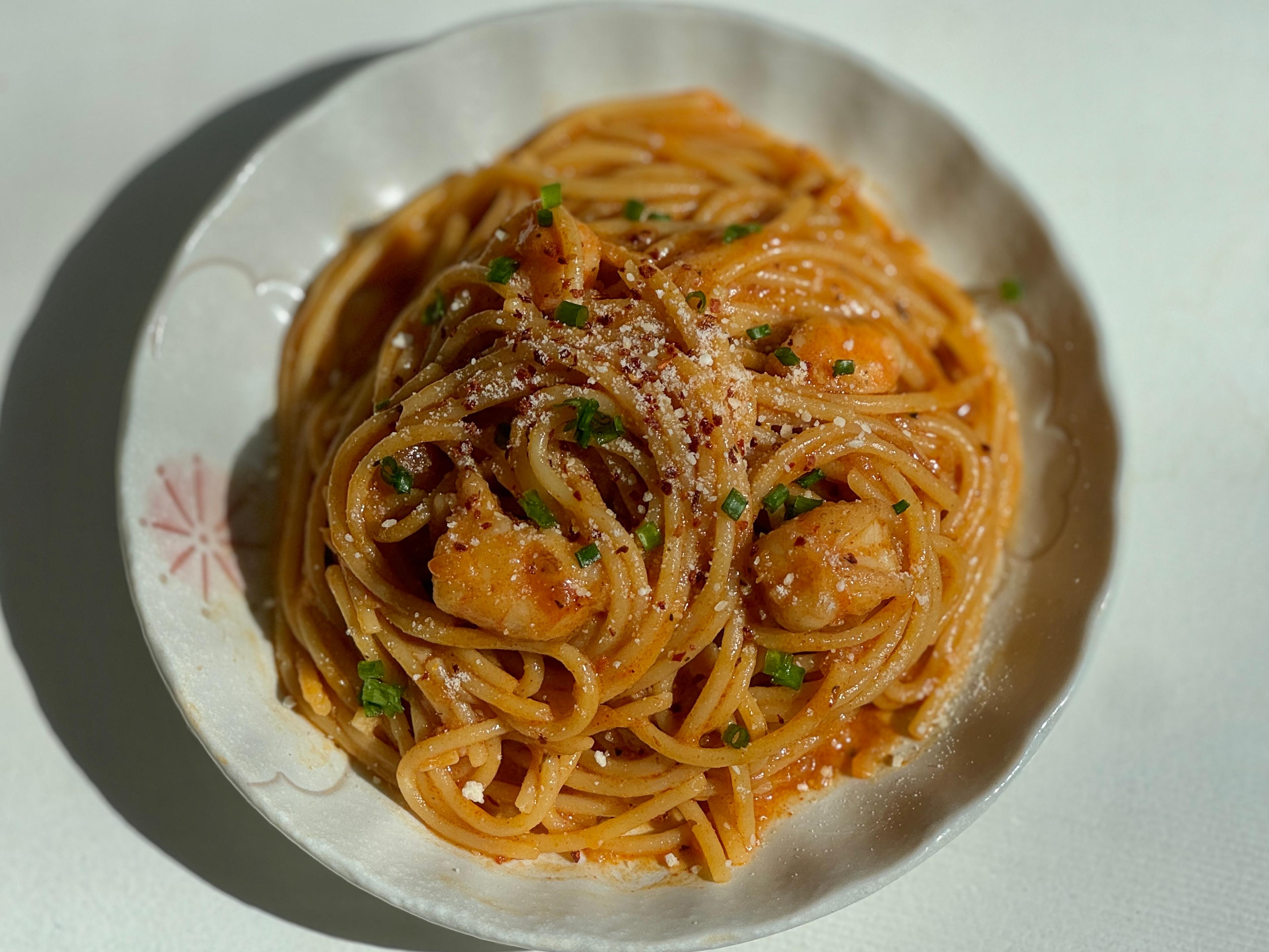 Miso Gochujang Shrimp Pasta